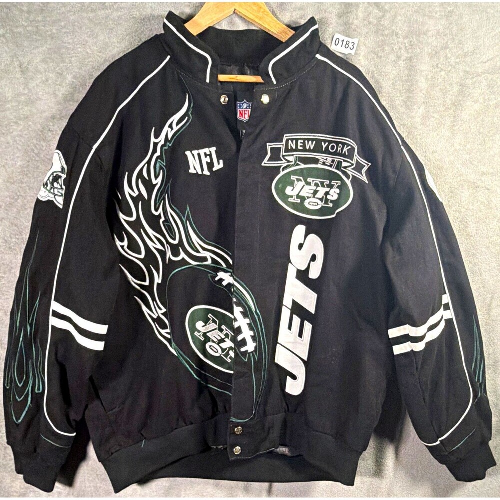 NFL New York Jets Snap Front NFL Black/Green/White Jacket Men's 3XL